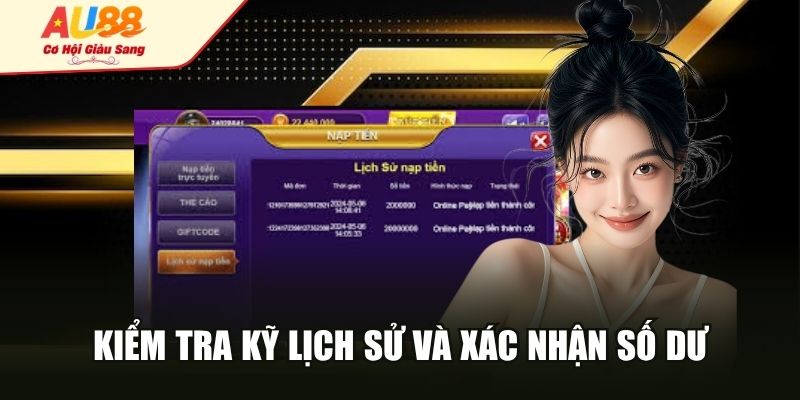 Kiểm tra kỹ lịch sử và xác nhận số dư